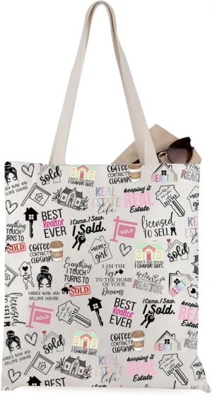 WCGXKO Realtor Gift Realtor Sayings Real Estate Life Quotes Tote Bag Real Estate Agent Gift For Women