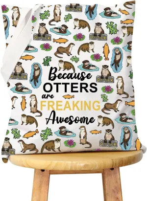 WCGXKO Sea Otter Gifts Otter Lover Gift Because Otters Are Freaking Awesome Zipper Pouch Makeup Bag (OTTERS tote)