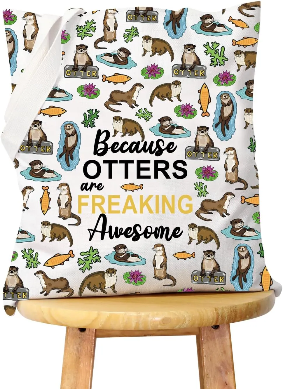 WCGXKO Sea Otter Gifts Otter Lover Gift Because Otters Are Freaking Awesome Zipper Pouch Makeup Bag (OTTERS tote)
