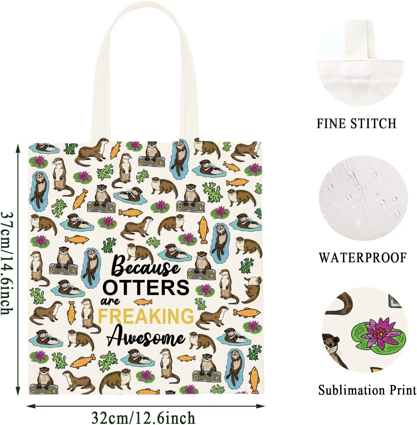 WCGXKO Sea Otter Gifts Otter Lover Gift Because Otters Are Freaking Awesome Zipper Pouch Makeup Bag (OTTERS tote)