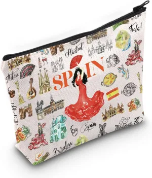 WCGXKO Spain Themed Gift - Bachelorette Party Travel Makeup Bag for Spain Lovers
