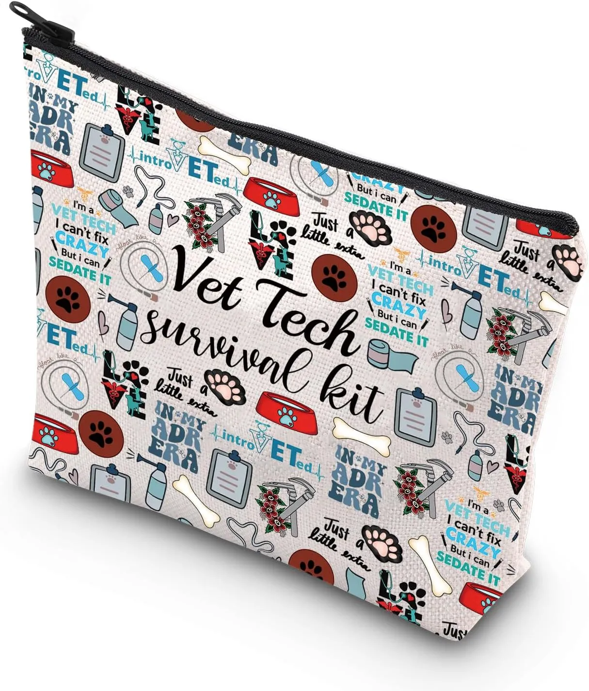WCGXKO Veterinary Technician Gift Vet Tech Survival Kit Portable Travel Accessories Toiletry Bag Makeup Bag (ADR ERA)