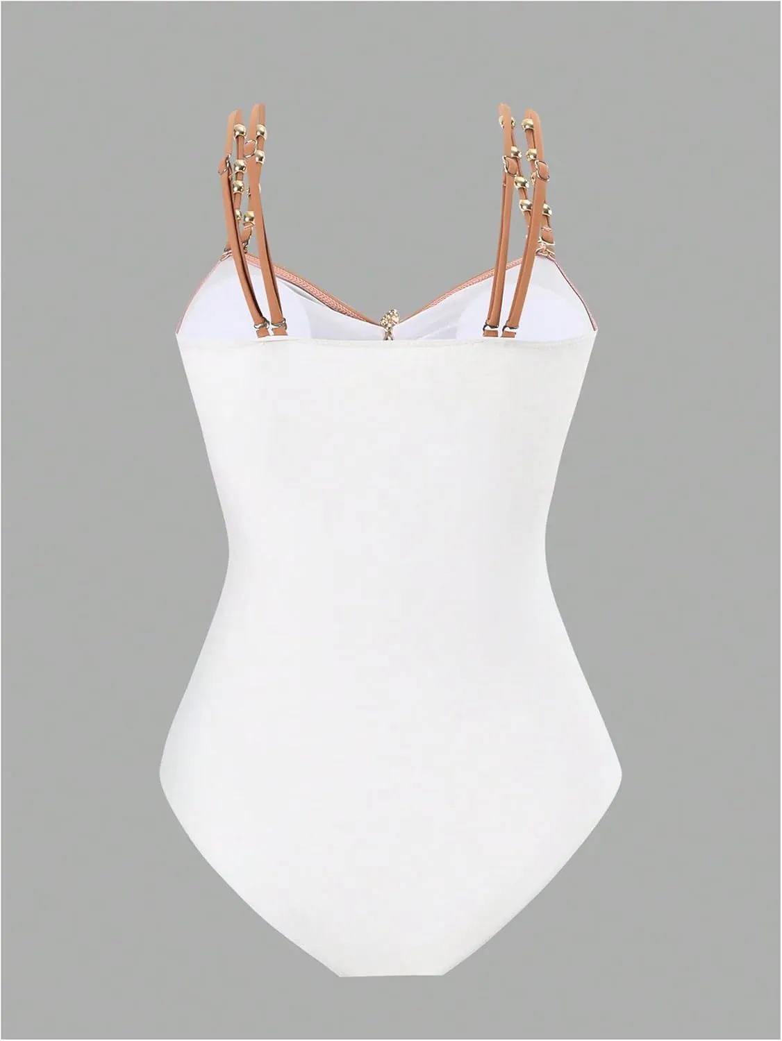 WDIRARA Women's Plus Size One Piece Cut Out Colorblock Swimsuit Ruched Swimwear Metal Bathing Suit