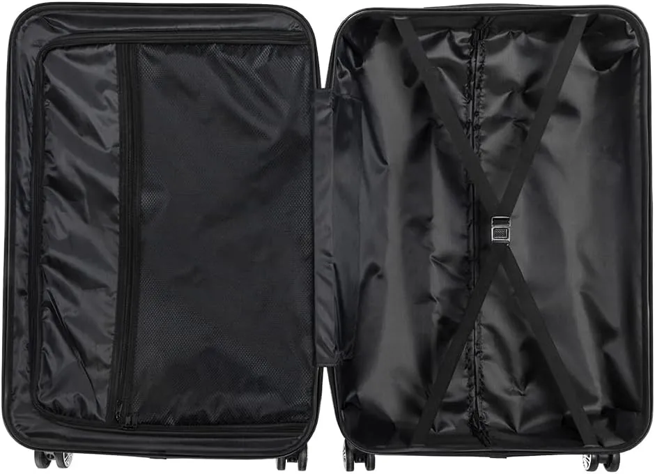 WEI WEI GLOBAL 3-Piece Luggage Sets - Suitcases with Double Silent Wheels - Travel Bag ABS Trolley Suitcase -Traveling Storage Suitcase Set (20", 24", & 28") - Black