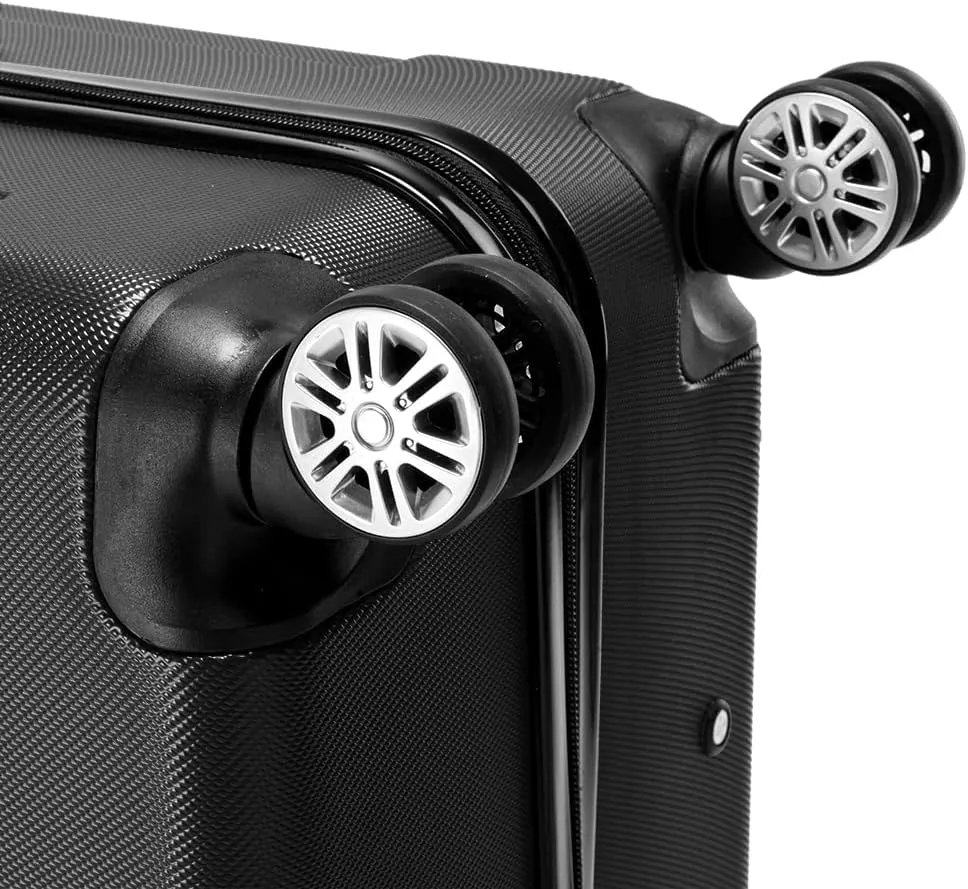 WEI WEI GLOBAL 3-Piece Luggage Sets - Suitcases with Double Silent Wheels - Travel Bag ABS Trolley Suitcase -Traveling Storage Suitcase Set (20", 24", & 28") - Black