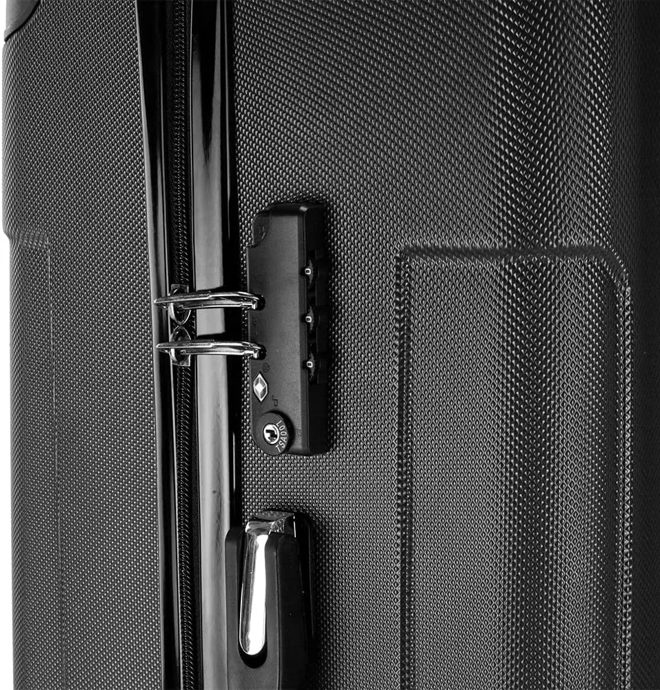 WEI WEI GLOBAL 3-Piece Luggage Sets - Suitcases with Double Silent Wheels - Travel Bag ABS Trolley Suitcase -Traveling Storage Suitcase Set (20", 24", & 28") - Black
