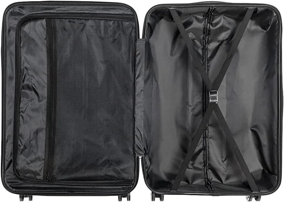 WEI WEI GLOBAL 3-Piece Luggage Sets - Suitcases with Double Silent Wheels - Travel Bag ABS Trolley Suitcase - Traveling Storage Suitcase Set (20", 24", & 28") - Dark Blue
