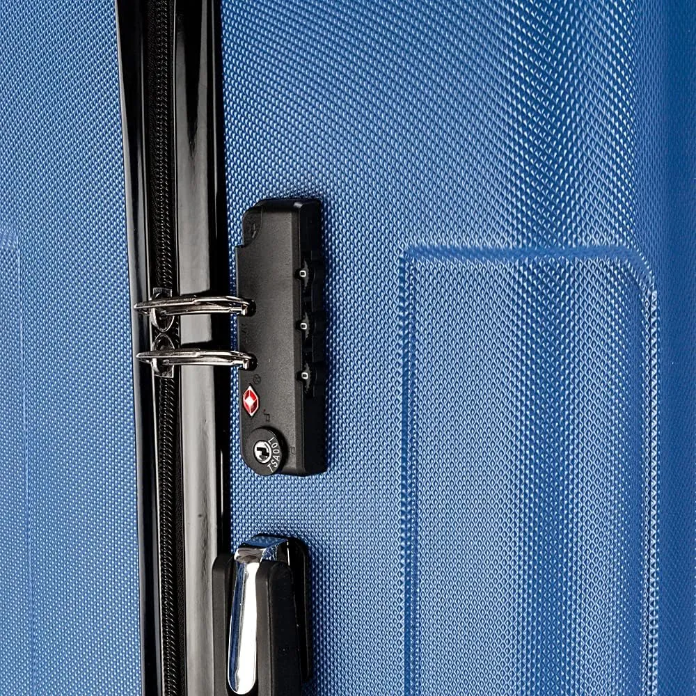 WEI WEI GLOBAL 3-Piece Luggage Sets - Suitcases with Double Silent Wheels - Travel Bag ABS Trolley Suitcase - Traveling Storage Suitcase Set (20", 24", & 28") - Dark Blue