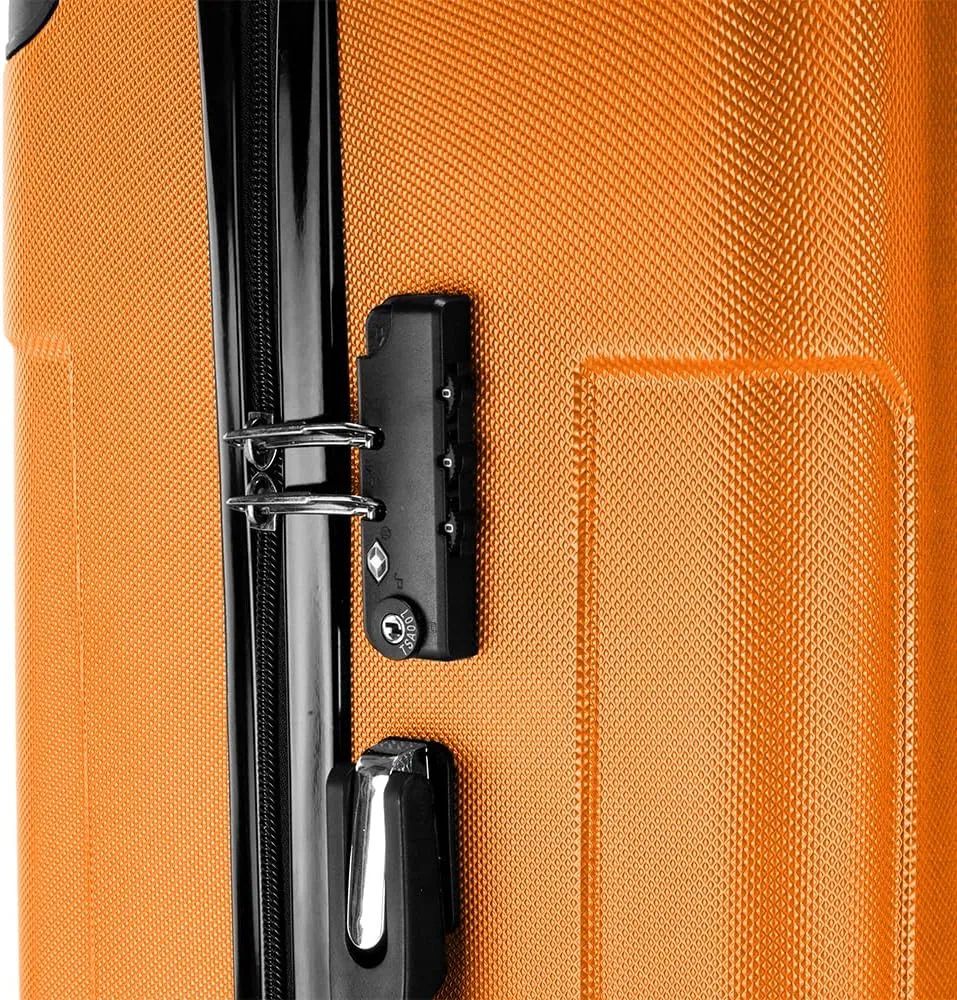WEI WEI GLOBAL 3-Piece Luggage Sets - Travel Bag ABS Trolley Suitcase - Hard Shell Suitcases with Wheels - Traveling Storage Suitcase Set (20", 24", & 28") - Orange