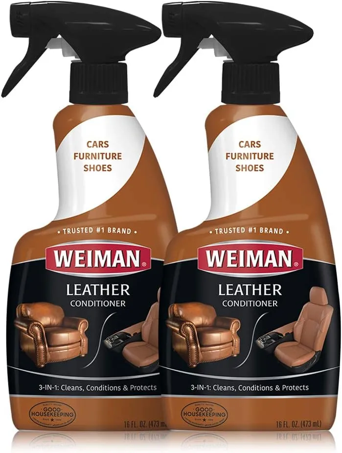 Weiman Leather Cleaner and Conditioner for Use on Your Couch Chair Purse Wallet Shoes Boots Saddle Belt Jacket Car Seat