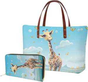 WELLFLYHOM Handbag and Wallet Set Magic African American Woman Shoulder Bag Top Handle Bag Tote Purse for Women