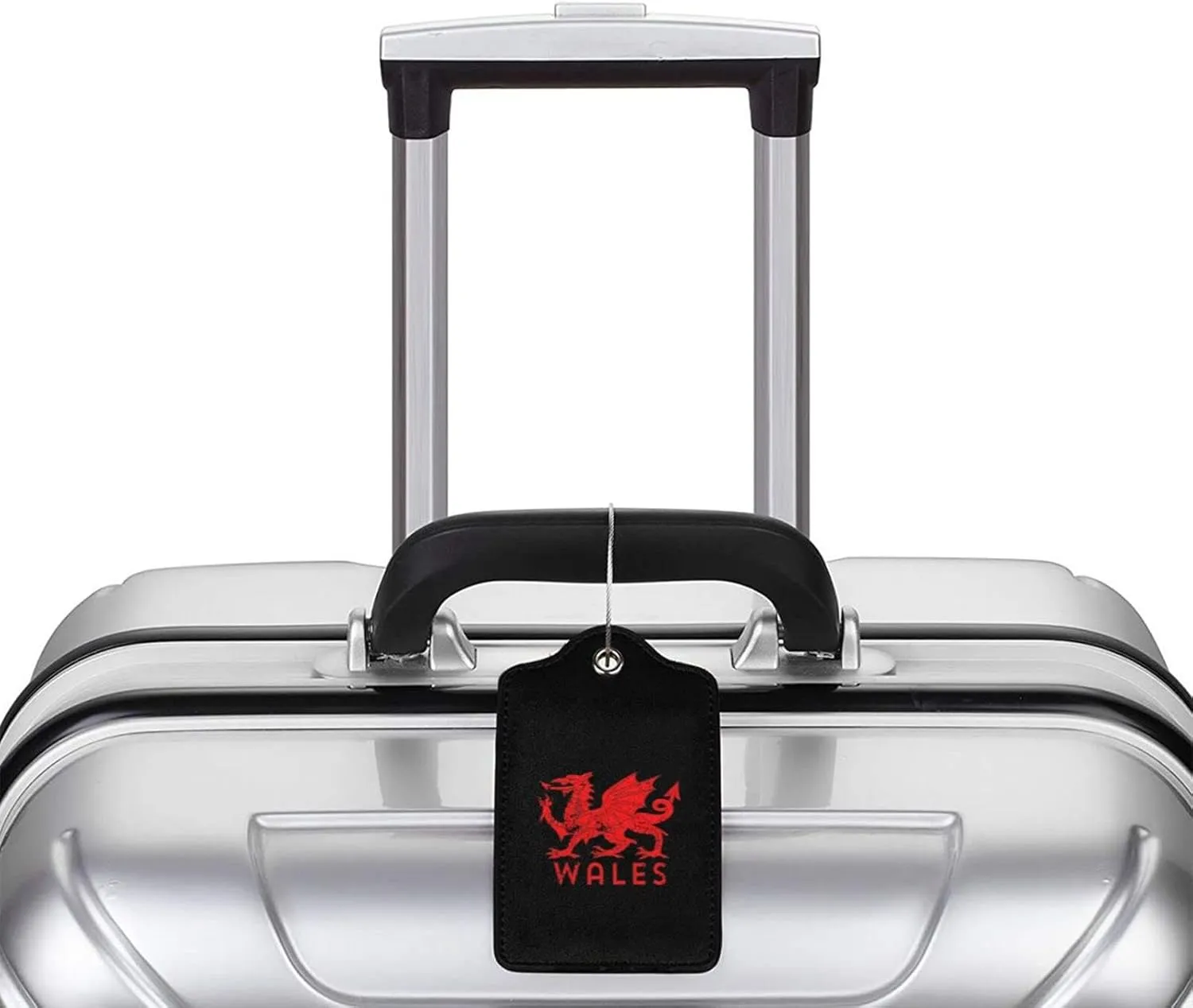 Welsh-Flag-Rugby-Red-Dragon-of-Wales- Leather Baggage Bag Luggage Tags with Stainless Steel Loop and Privacy Cover