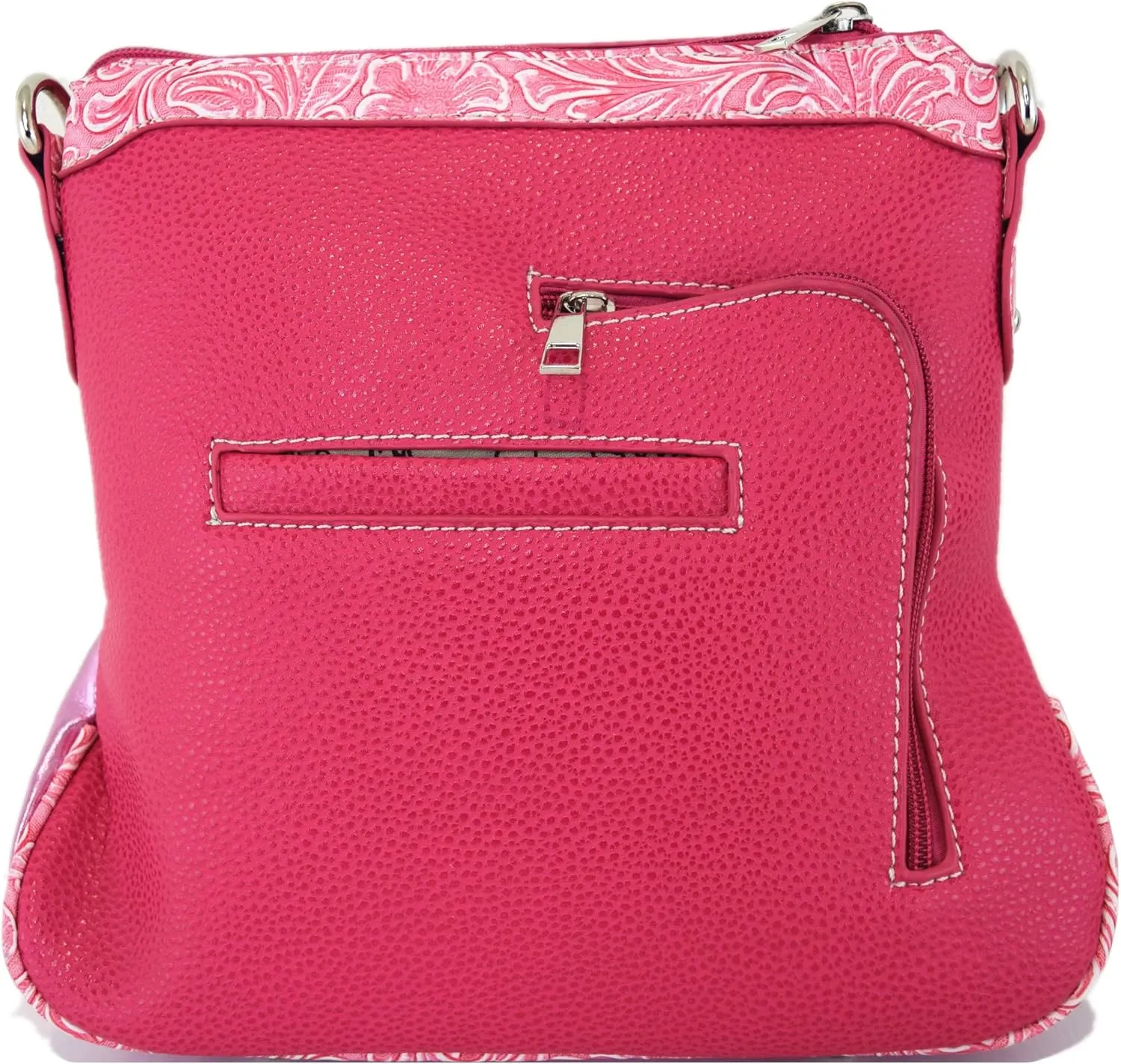 Western Style Metal Butterfly Rhinestone Studded Floral Tooled Leather Women Purse Crossbody Handbag Single Shoulder Bag