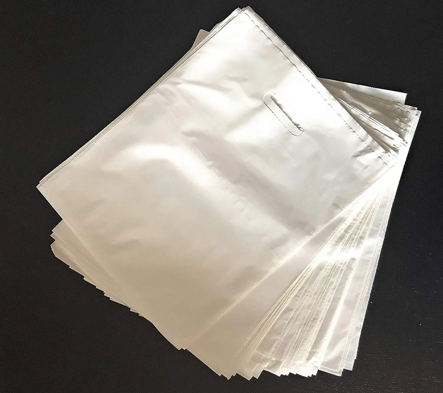 WHITE PLASTIC MERCHANDISE STORE BAGS, different sizes 9"x12", 12"x15", 15"x18" PACKS of 100/200/500 Retail Product Bags I 100% Recyclable (200, 15"x18)