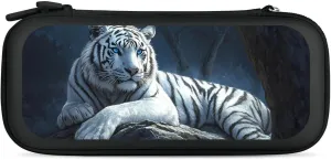 White Tiger With Blue Eyes Compatible with Switch Carrying Case Hard Travel Game Bag Pouch with 15 Games Accessories
