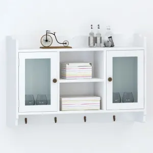 White Wall shelvespicture Ledge、Bathroom shelfWhite MDF Wall Cabinet Display Shelf Book/DVD/Glass StorageSuitable for Living Room, Study