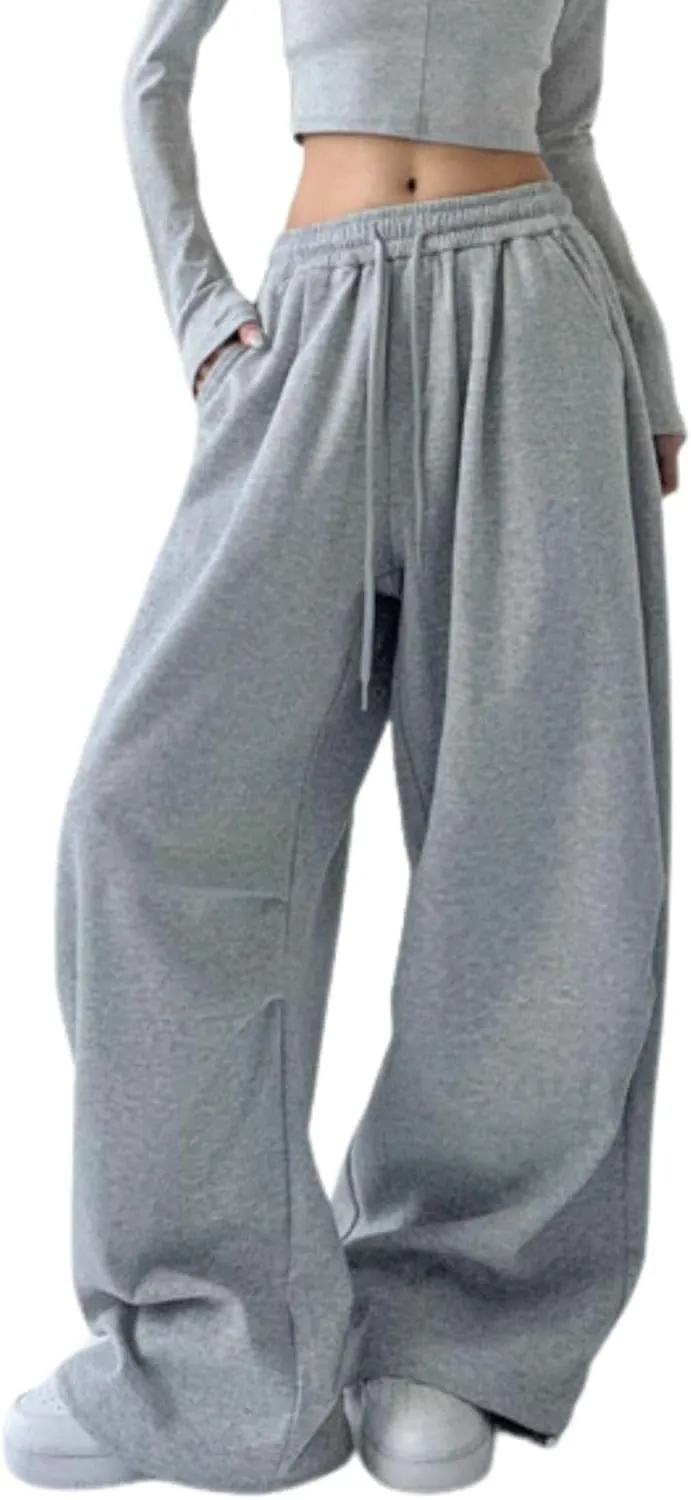Wide Leg Sweatpants for Women Men Baggy Casual Drawstring Sweat Pants Trendy Athletic Grunge Clothes