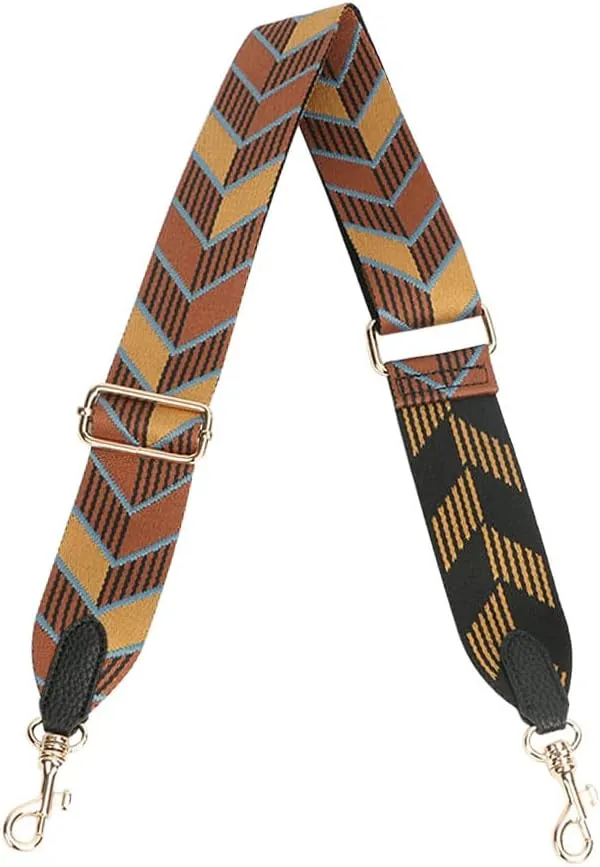 Wide Purse Strap Crossbody Strap for Crossbody Bag Straps for Purses Embroidered Purse Strap Silver Clasp Arrow Pattern 05