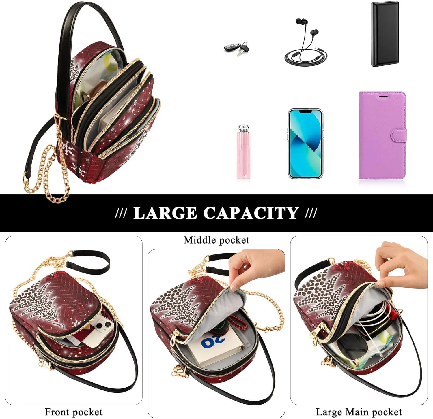 WIHVE Small Crossbody Bags Shoulder Bag for Women with Chain Strap
