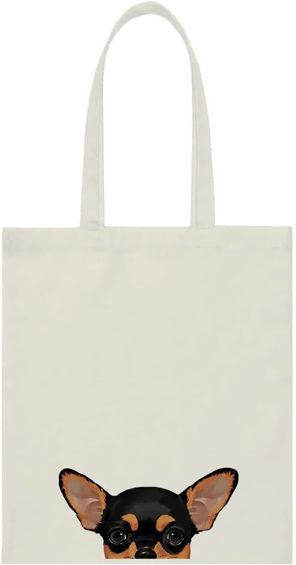 WIRESTER Canvas Tote Bag for Women & Girls - Beach, Grocery & Travel Tote - Cute Dog