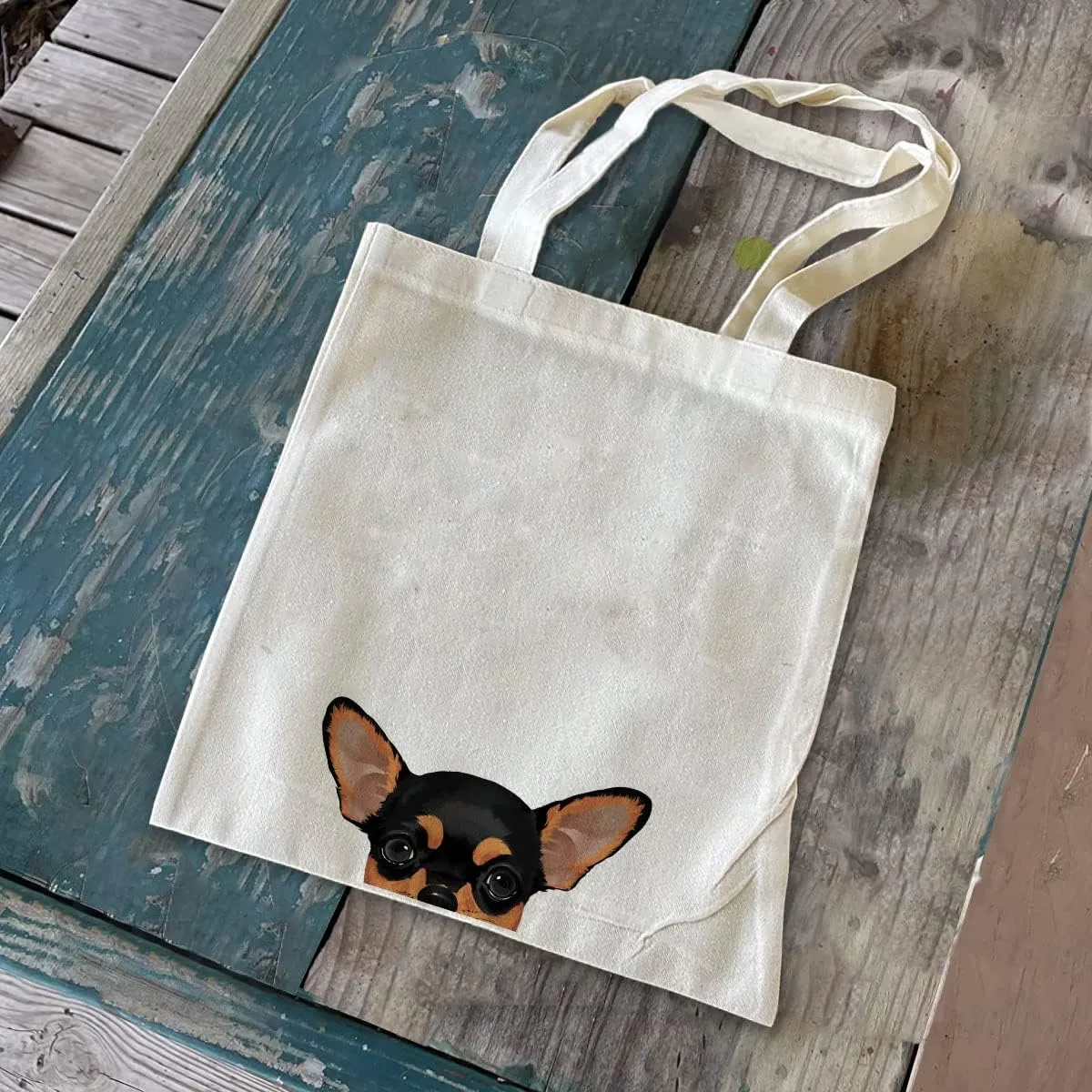 WIRESTER Canvas Tote Bag for Women & Girls - Beach, Grocery & Travel Tote - Cute Dog