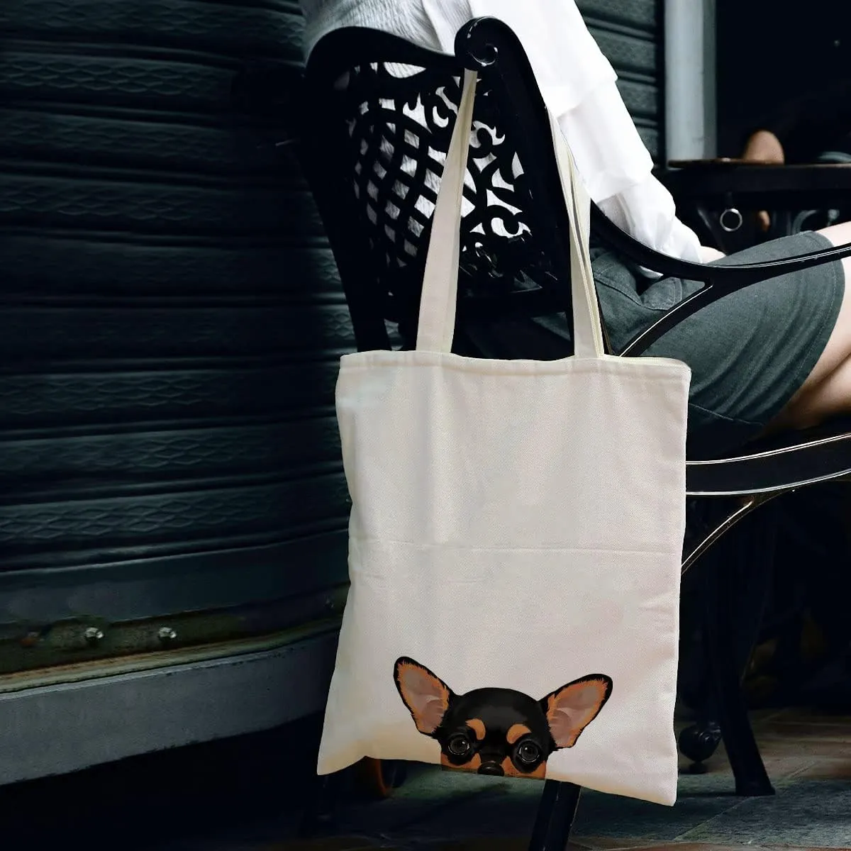WIRESTER Canvas Tote Bag for Women & Girls - Beach, Grocery & Travel Tote - Cute Dog