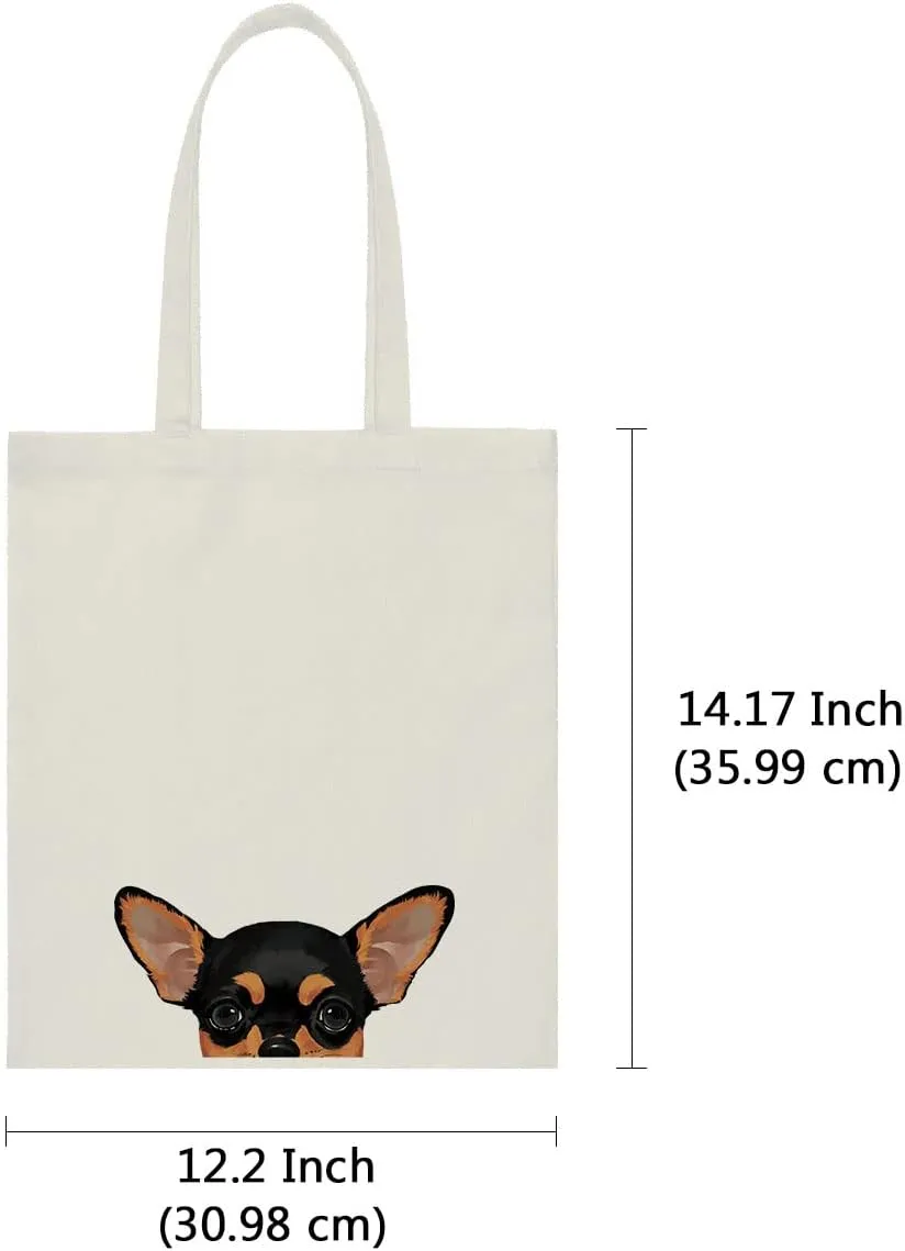 WIRESTER Canvas Tote Bag for Women & Girls - Beach, Grocery & Travel Tote - Cute Dog