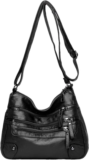Women Bags Fashionable Middle Mother Bag Large Capacity Shoulder Crossbody Bags Casual Shoulder Tote (Black, One Size)