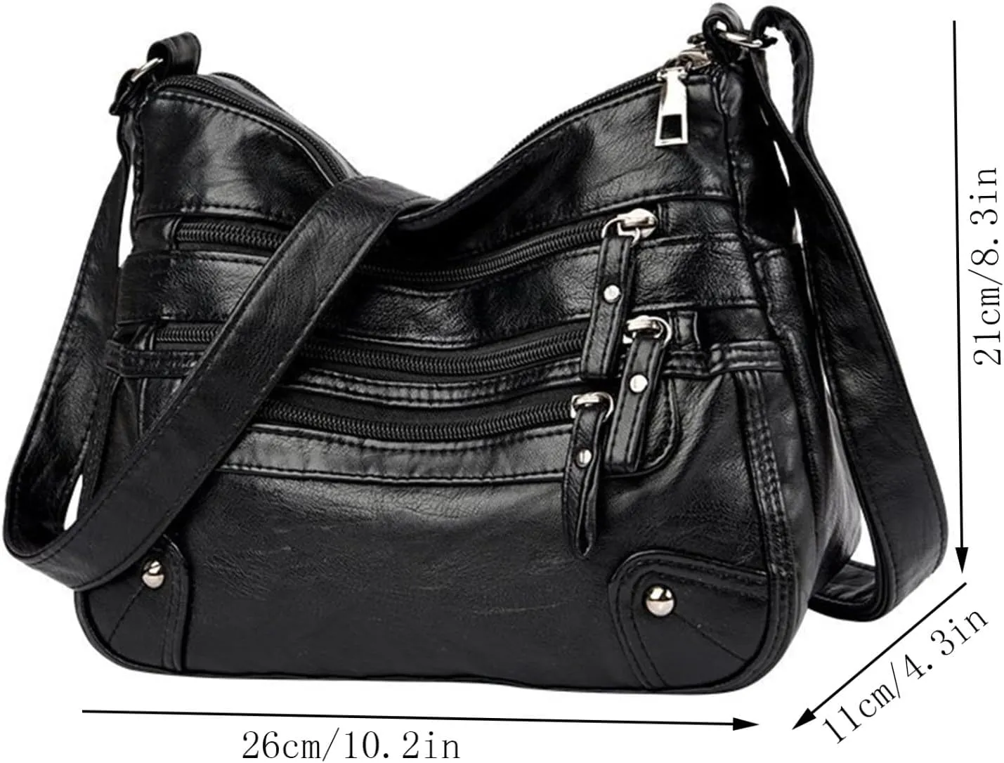 Women Bags Fashionable Middle Mother Bag Large Capacity Shoulder Crossbody Bags Casual Shoulder Tote (Black, One Size)