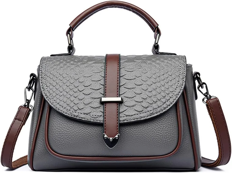Women Crossbody Bags Faux Leather Crocodile Flap Cover Handbags Retro Purses Top Handle Shoulder Bags
