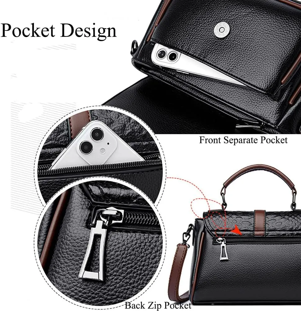 Women Crossbody Bags Faux Leather Crocodile Flap Cover Handbags Retro Purses Top Handle Shoulder Bags
