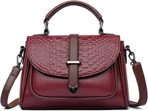 Women Crossbody Bags Faux Leather Crocodile Flap Cover Handbags Retro Purses Top Handle Shoulder Bags