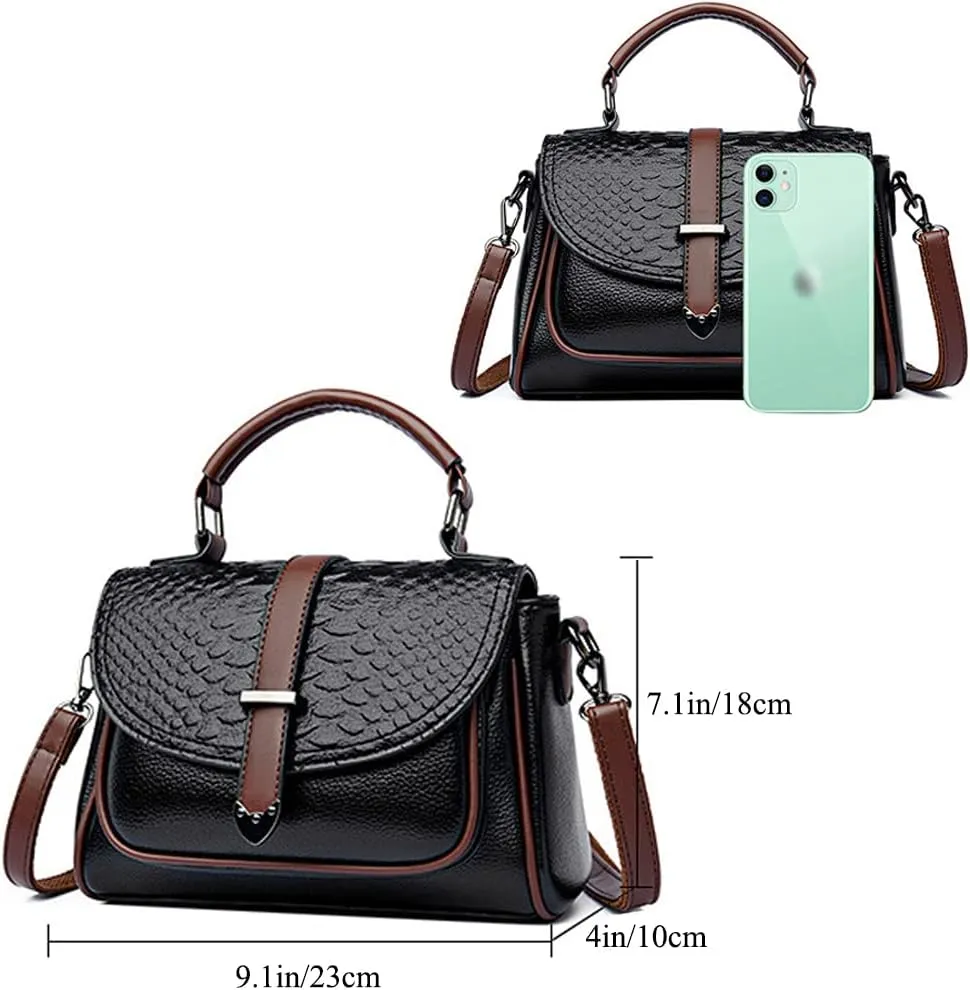 Women Crossbody Bags Faux Leather Crocodile Flap Cover Handbags Retro Purses Top Handle Shoulder Bags