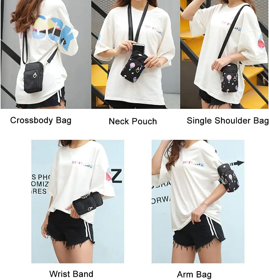 Women Crossbody Cell Phone Purse Wallet Wristband Armband Bag for iPhone 16 15 14 Pro Max/Plus, Galaxy S25 Ultra S24 S23 S22 Ultra Plus S21 FE A15 A16 A05 A03S, Moto G Power G Play (Black Flower-L)