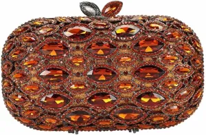 Women Elegant Rhinestone Evening Bag Oval Diamond Handbag Sparkling Crystal Crossbody Bag for Wedding Party Prom