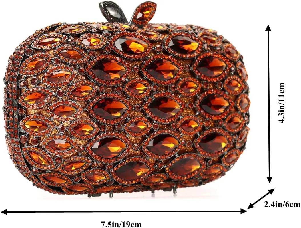 Women Elegant Rhinestone Evening Bag Oval Diamond Handbag Sparkling Crystal Crossbody Bag for Wedding Party Prom
