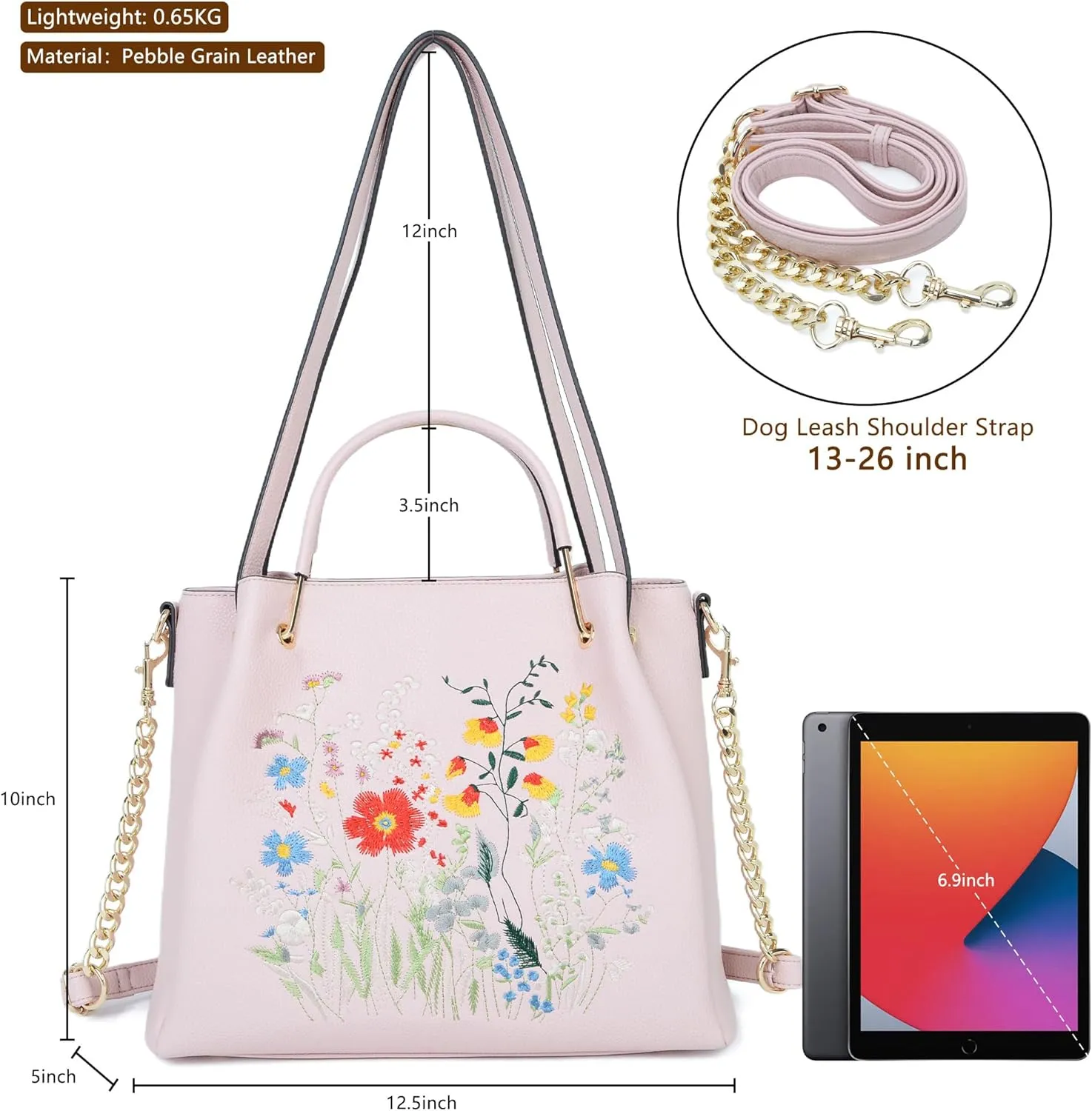 Women Fashion Handbags Vegan Leather Tote Bag Shoulder Bag Top Handle Satchel Floral Purses for Women