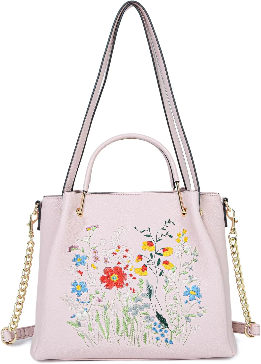Women Fashion Handbags Vegan Leather Tote Bag Shoulder Bag Top Handle Satchel Floral Purses for Women