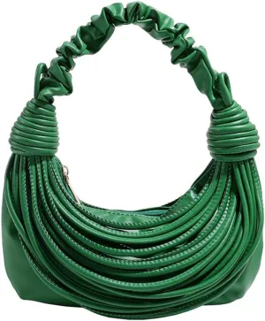 Women Fashion Woven Handbag PU Leather Satchel Creative Noodles Style Crossbody Bag