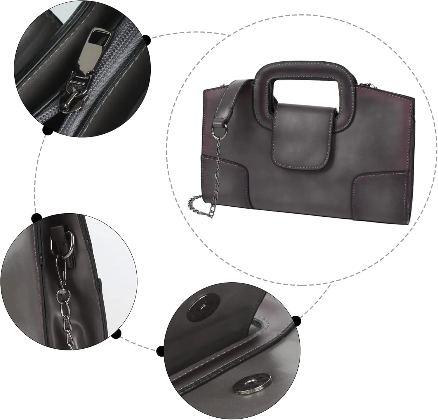 Women Flap Tote Top Handle Satchel Handbags PU Leather Clutch Purse Shoulder Bag