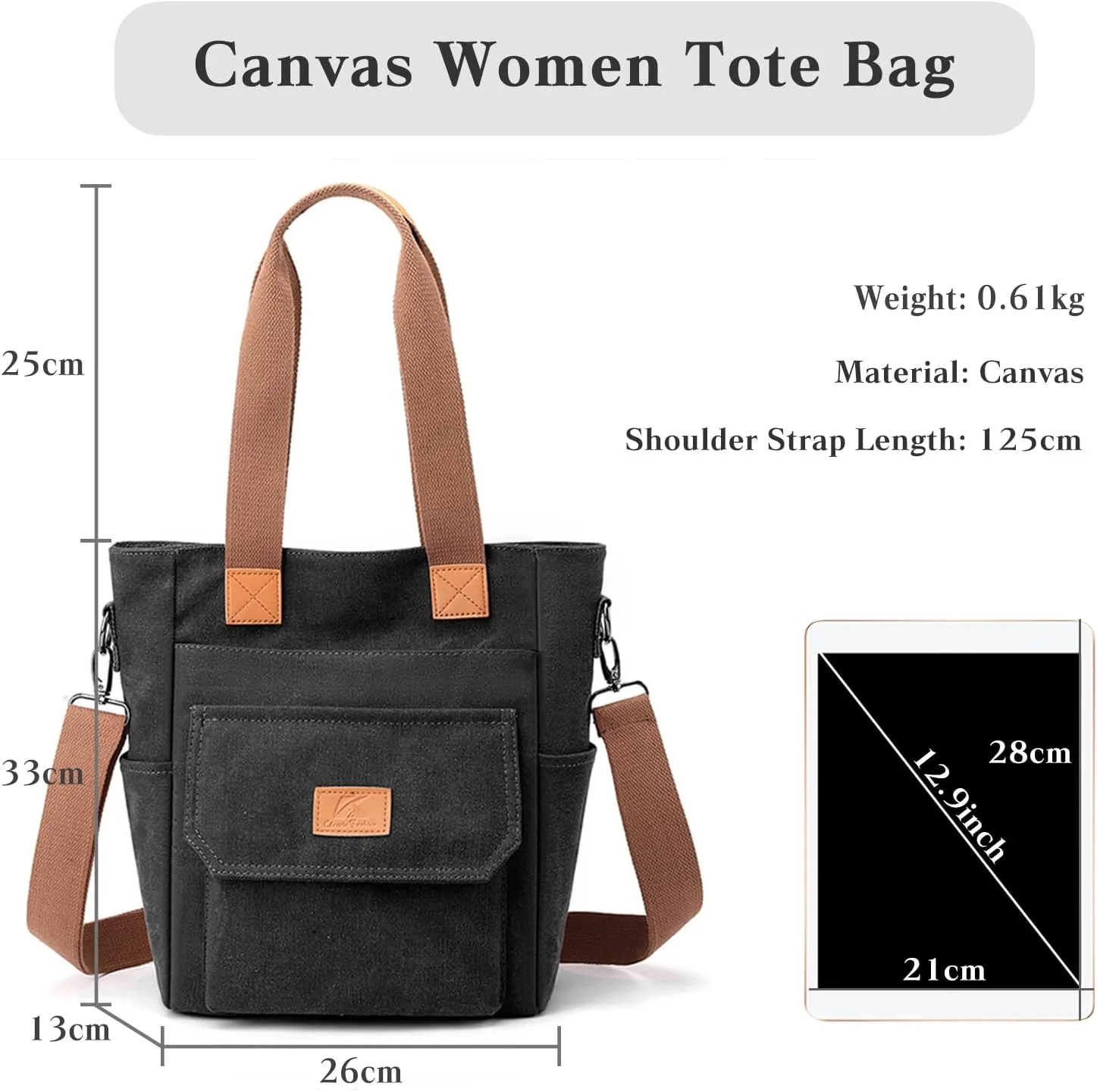 Women Handbag Canvas Shoulder Bag Casual Top Handle Bag