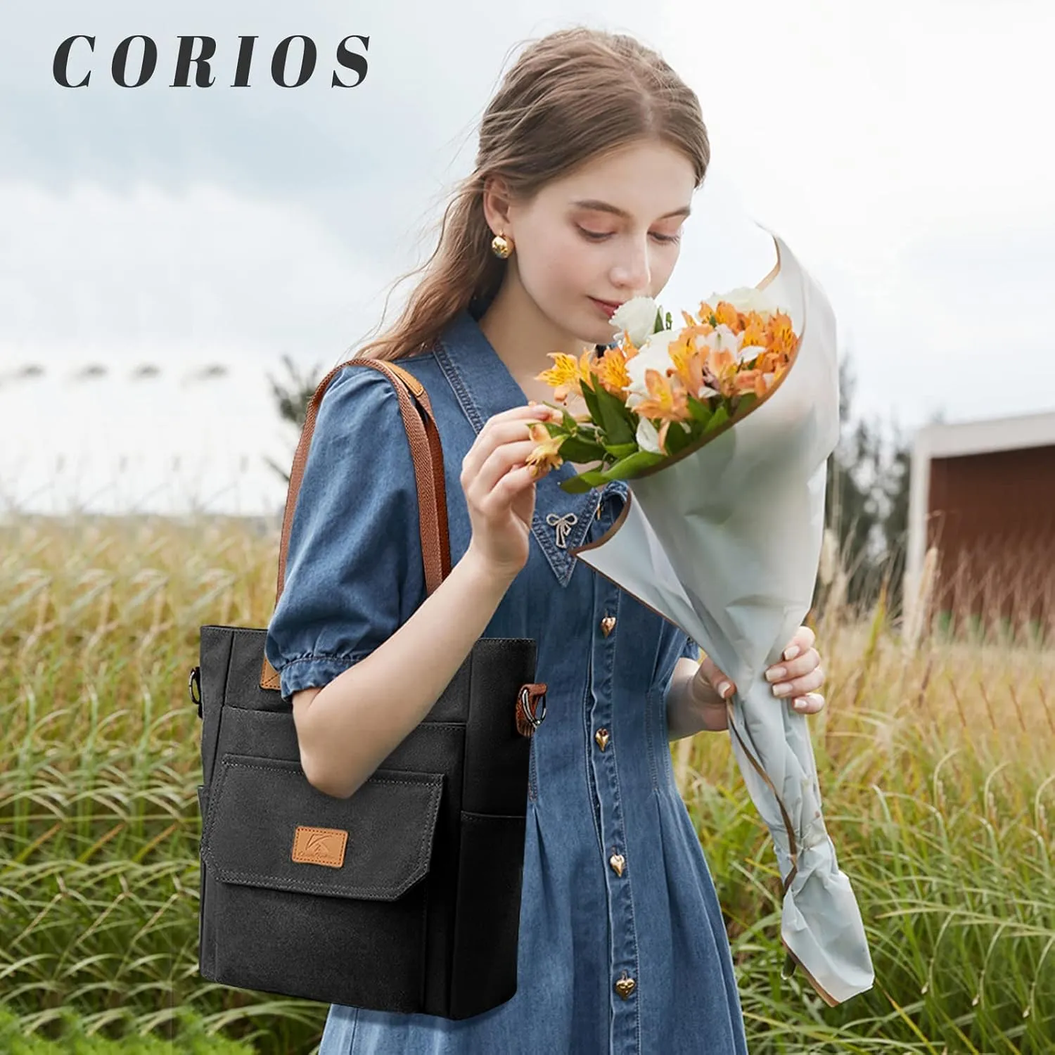 Women Handbag Canvas Shoulder Bag Casual Top Handle Bag