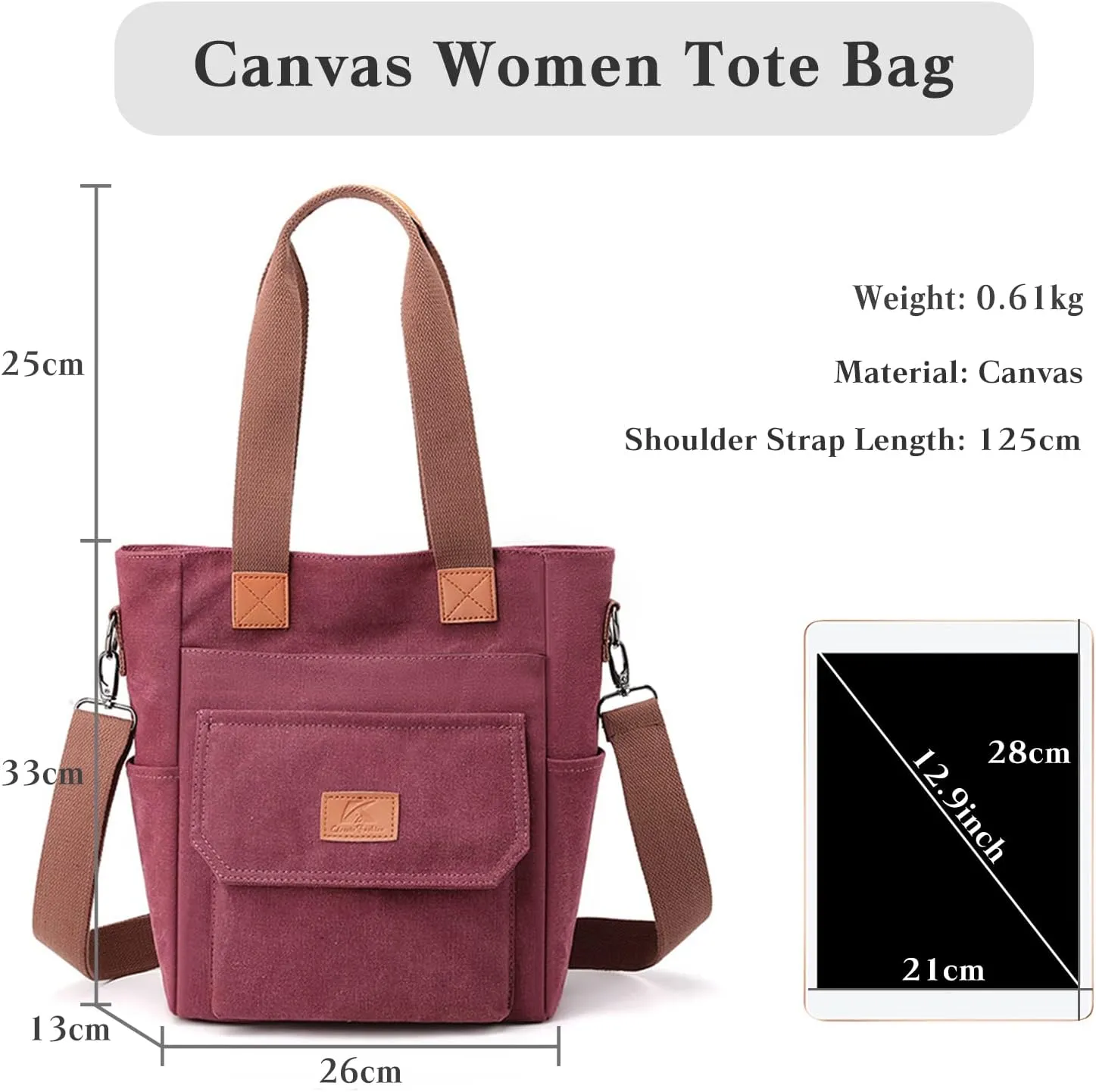 Women Handbag Canvas Shoulder Bag Casual Top Handle Bag