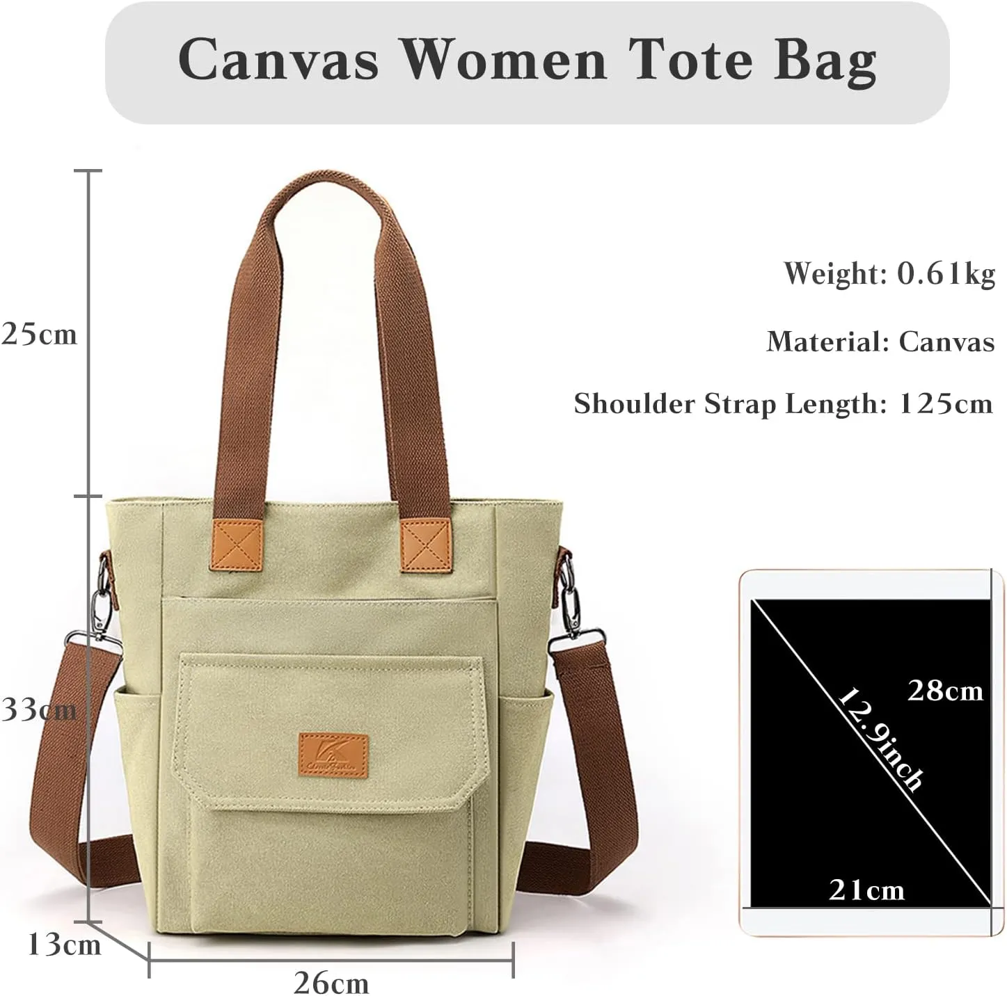 Women Handbag Canvas Shoulder Bag Casual Top Handle Bag
