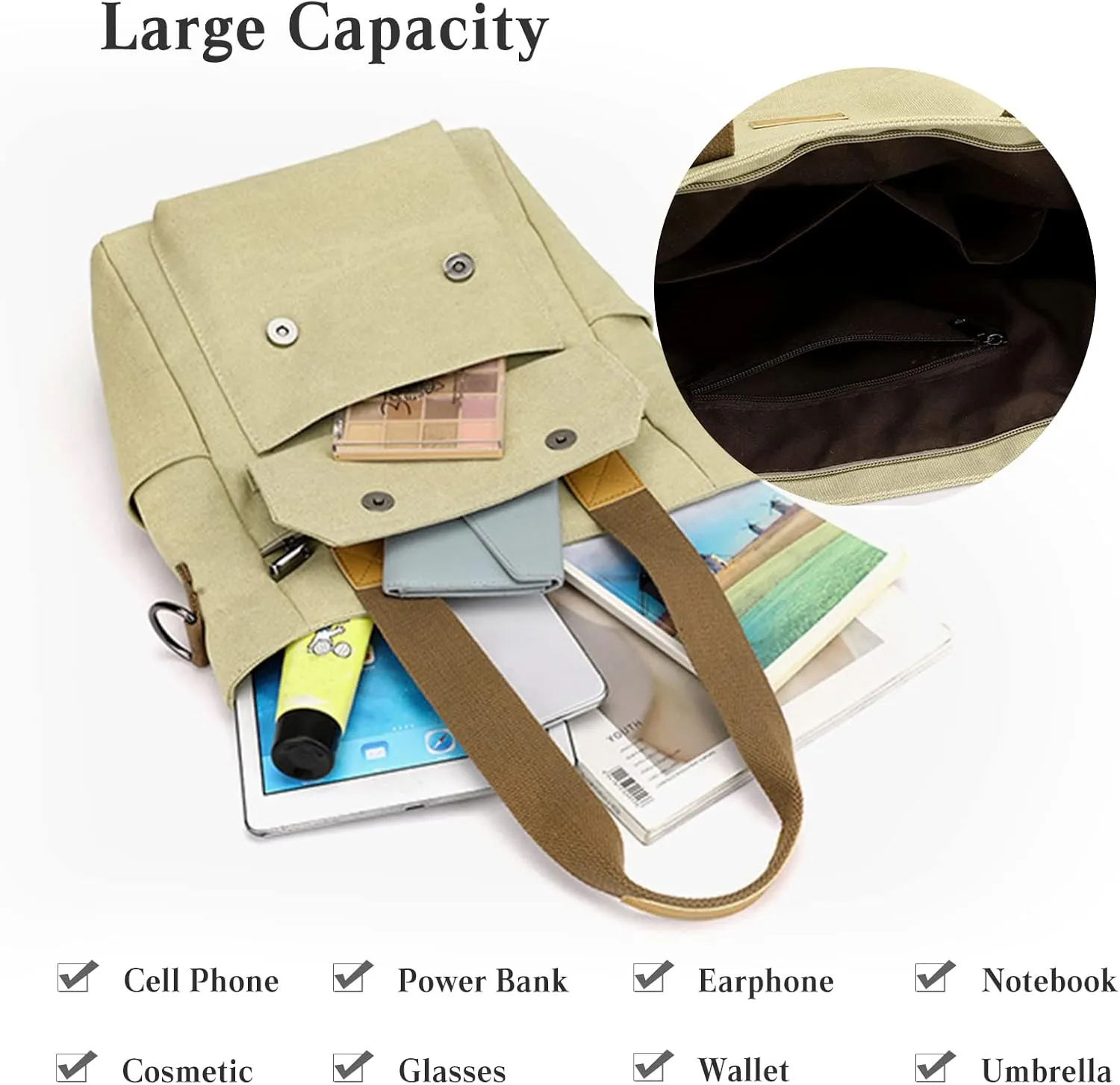 Women Handbag Canvas Shoulder Bag Casual Top Handle Bag