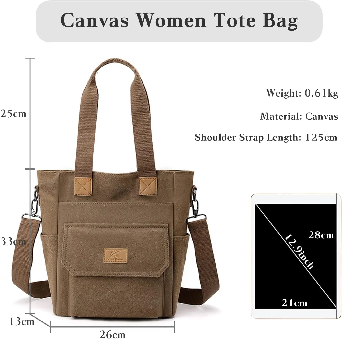 Women Handbag Canvas Shoulder Bag Casual Top Handle Bag