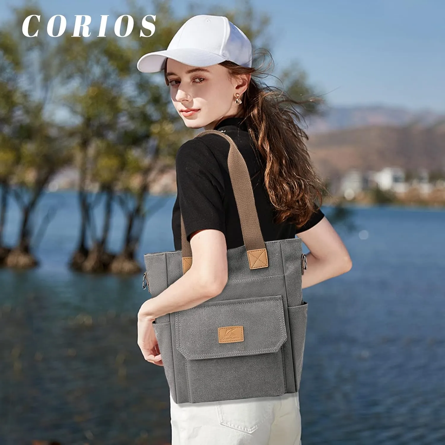 Women Handbag Canvas Shoulder Bag Casual Top Handle Bag