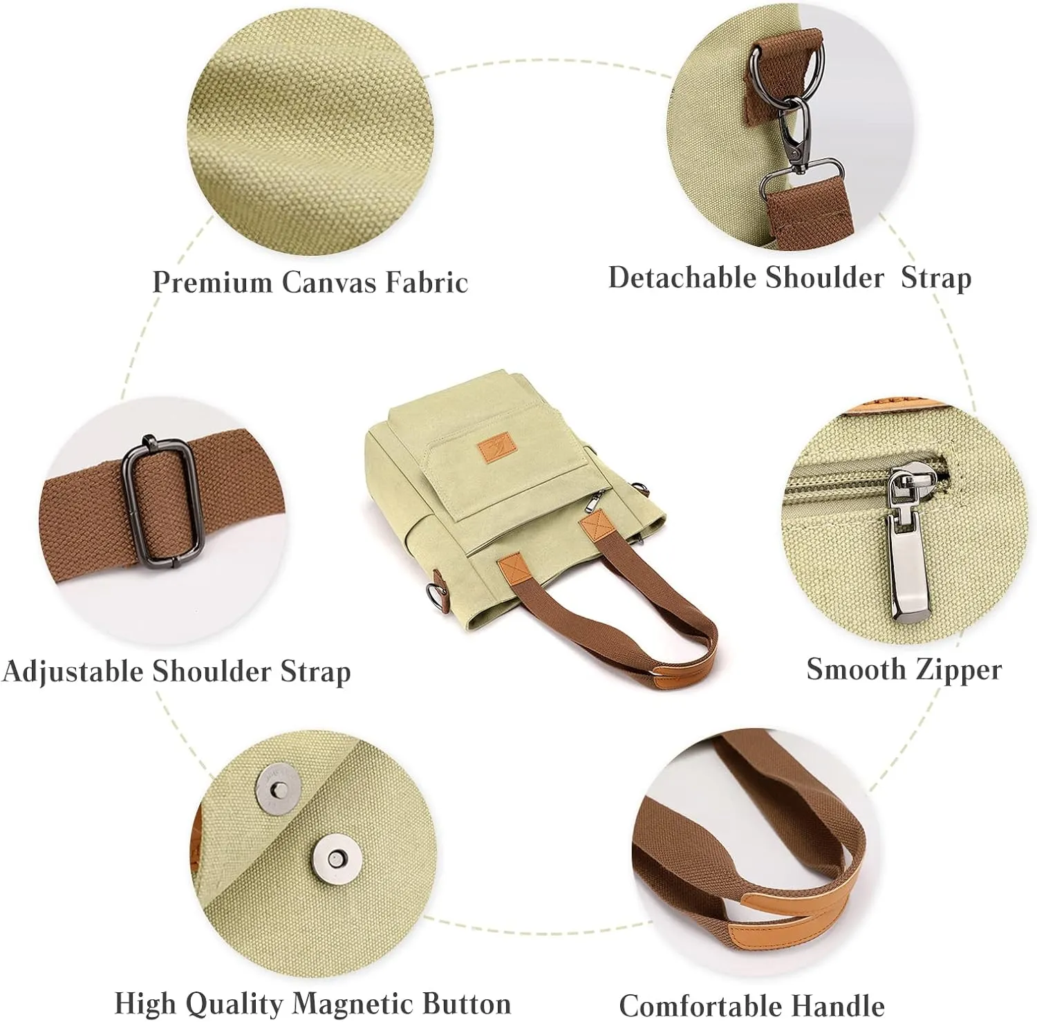 Women Handbag Canvas Shoulder Bag Casual Top Handle Bag