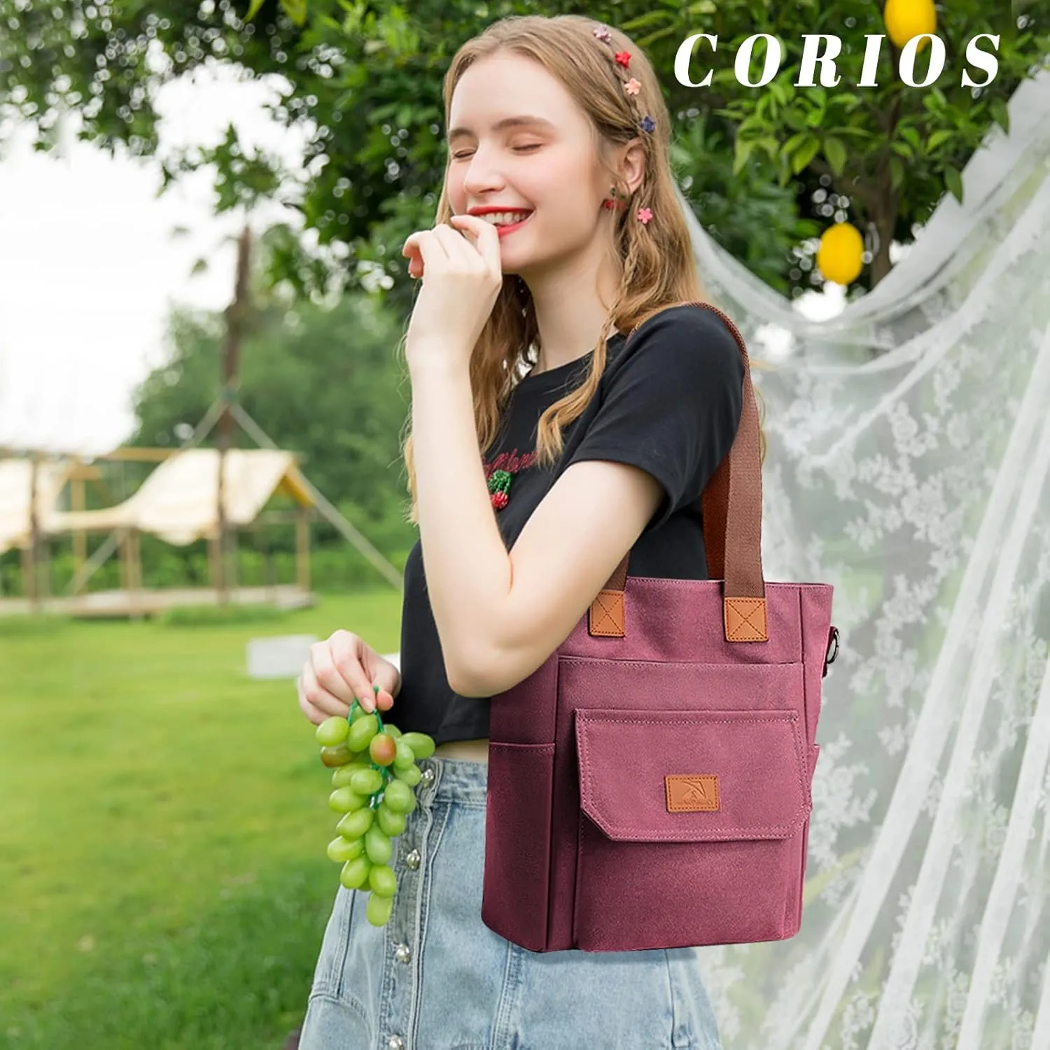 Women Handbag Canvas Shoulder Bag Casual Top Handle Bag