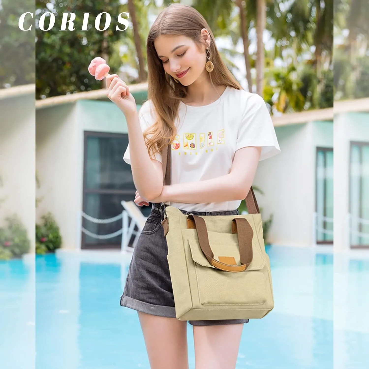 Women Handbag Canvas Shoulder Bag Casual Top Handle Bag